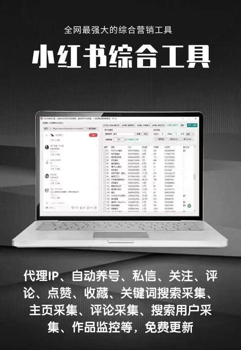 小红书引流神器(正版自动更新) | 一站式集采集、监控、关注、评论、点赞、养号综合营销工具